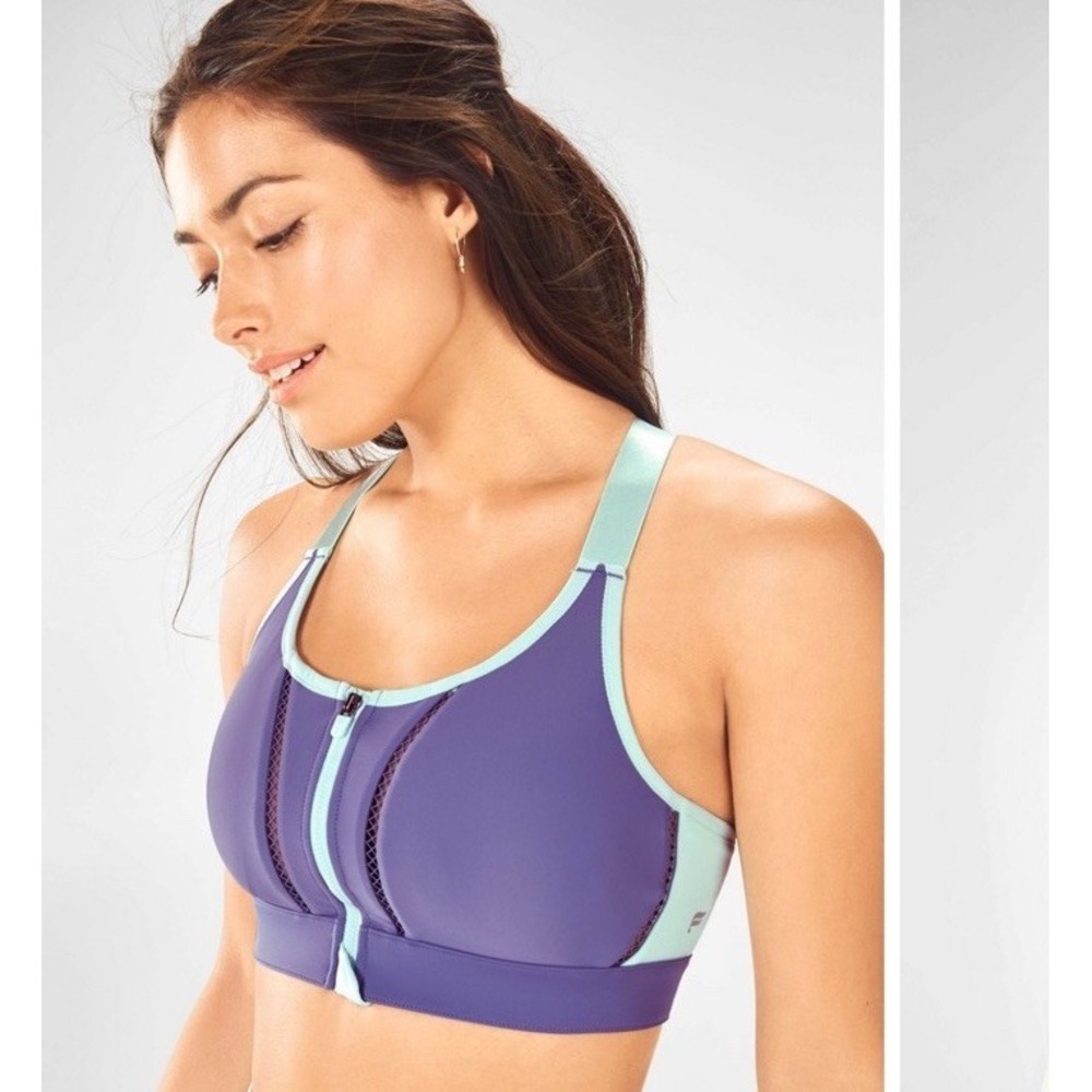 Fabletics Zoe High Support Impact Zip Front Sports Bra Crossback Women's Size M